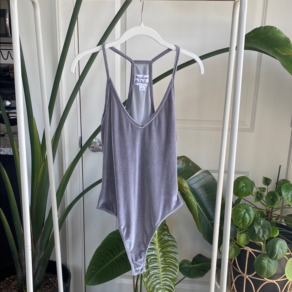 Madison & Berkeley Gray Velvet Bodysuit
